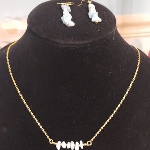Light blue quartz necklace and earrings set